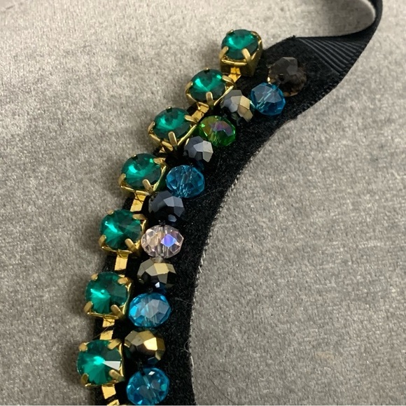 Multicoloured rhinestone gem jewelled bib statement necklace - Picture 10 of 15